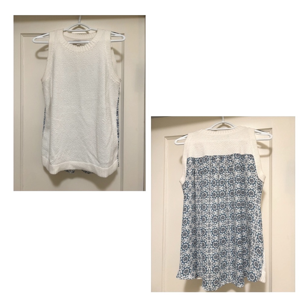 LOFT mixed media sleeveless top, small